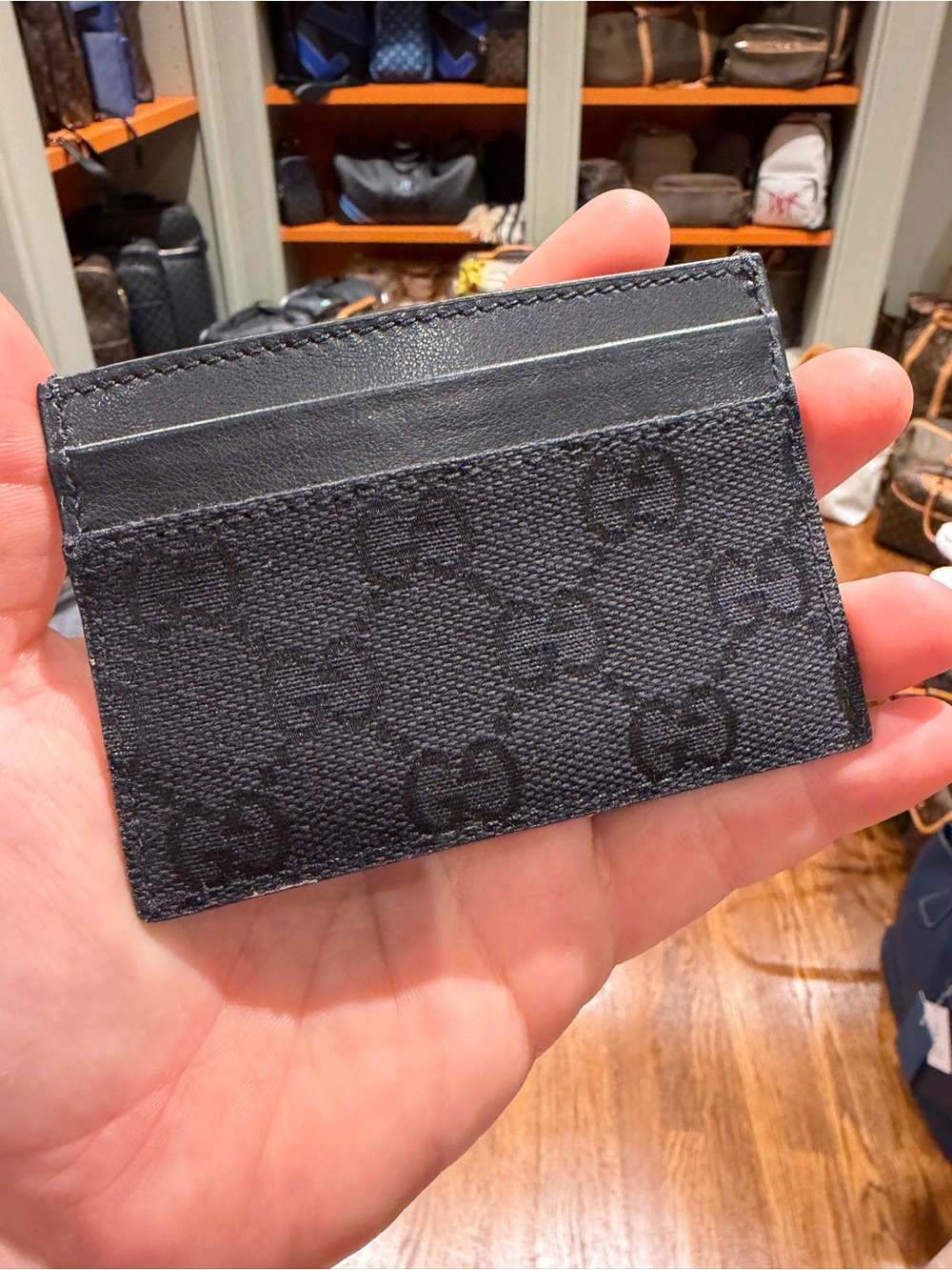 Gucci Black GG Monogram Card Case